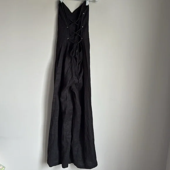 Reformation Oregano Linen Wide Leg Jumpsuit in Black 0